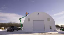 Portable fabric building