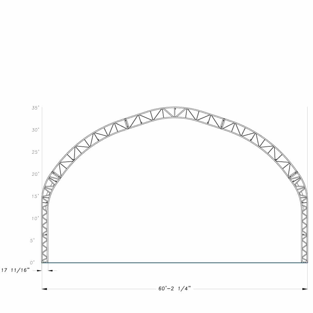 Produits 11 xxp60 - bâtiment en toile de 60' de large - dessin du profile