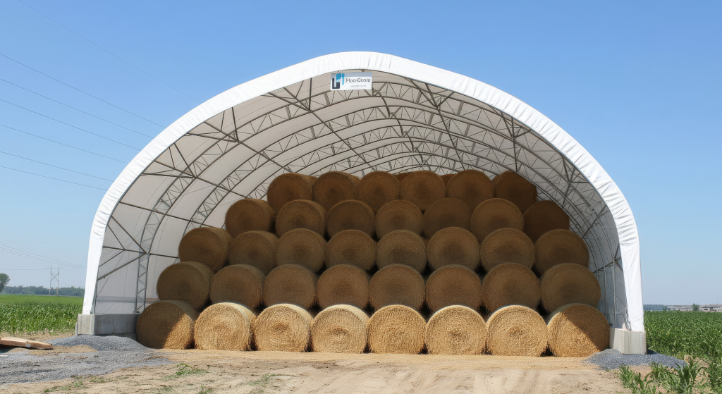 fabric hay storage buildings high density stacking round hay bales e1770839371502