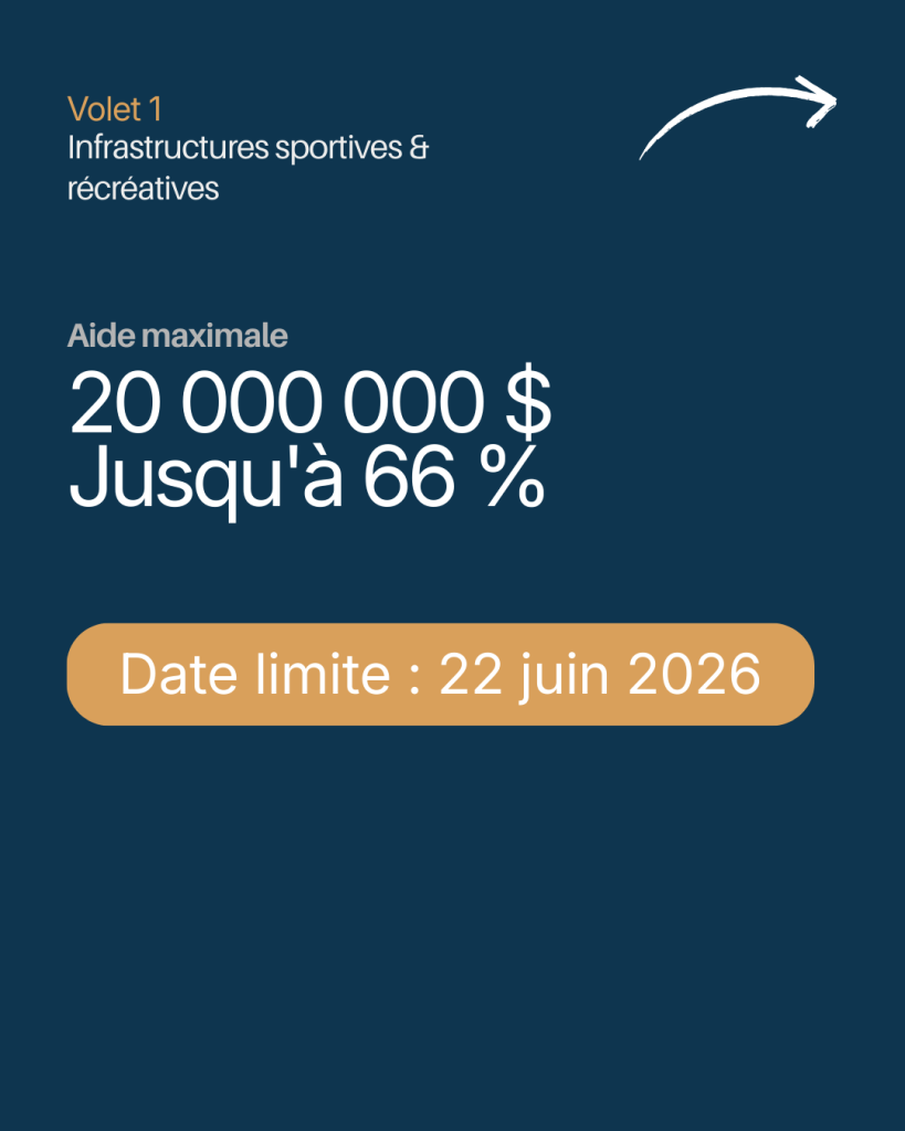 aide financière aux infrastructures récréatives, sportives et de plein air 2026